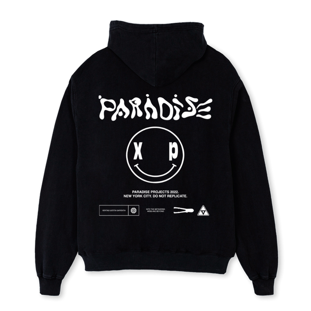 EX PARADISO I Black Oversized Hoodie.
