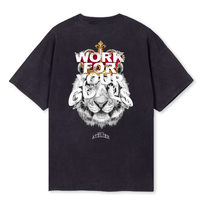 WORK FOR YOUR GOALS Vintage Black Oversized Tee.