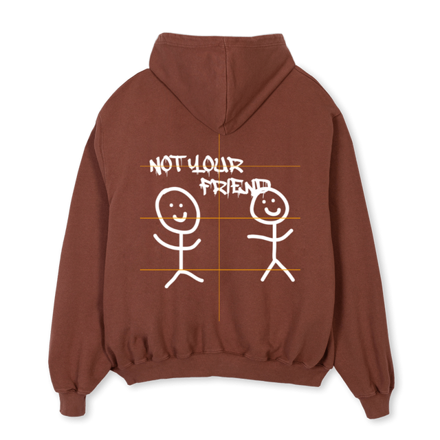 NOT YOUR FRIEND Vintage Brown Oversized Hoodie.