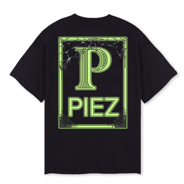 PIEZ HALLOWEEN GREEN Black Oversized Tee.