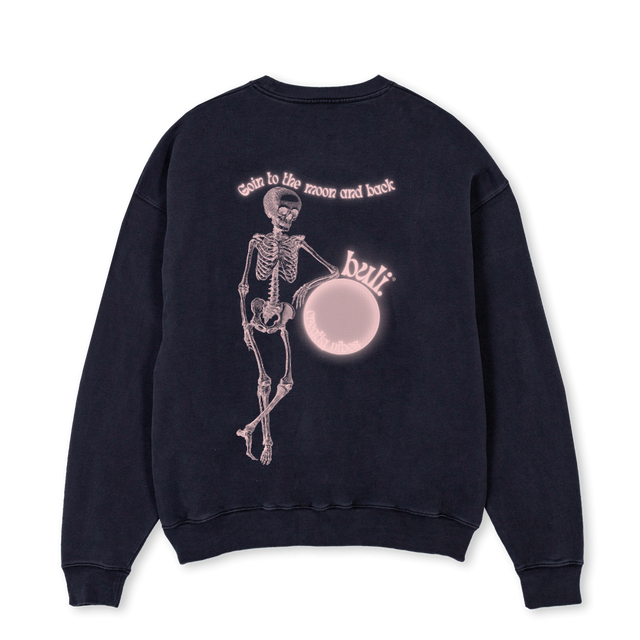 BONES SWETARI Vintage Black Oversized Crewneck Sweater.