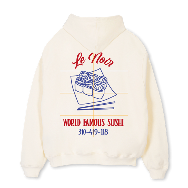 LE NOIR SUSHI Cream Oversized Hoodie.