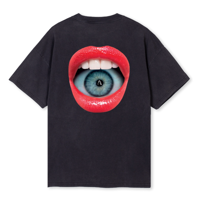 REALEYEZ Vintage Black Oversized Tee.
