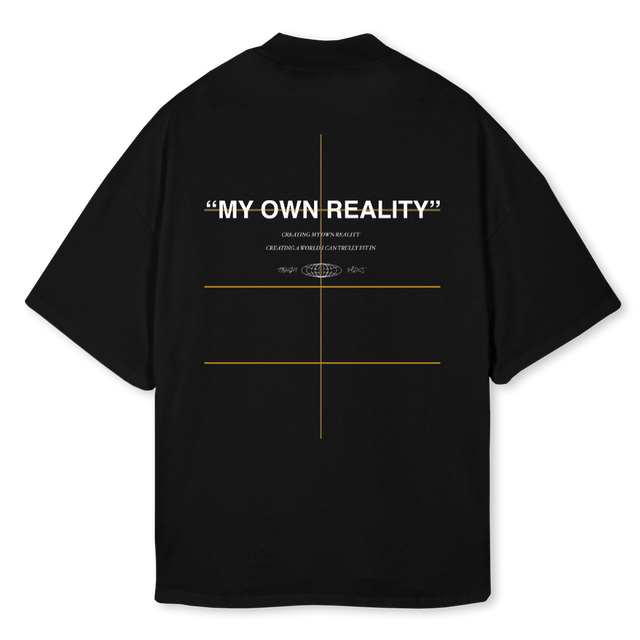 BLCK SHIRT Black Oversized Mock Neck Tee.