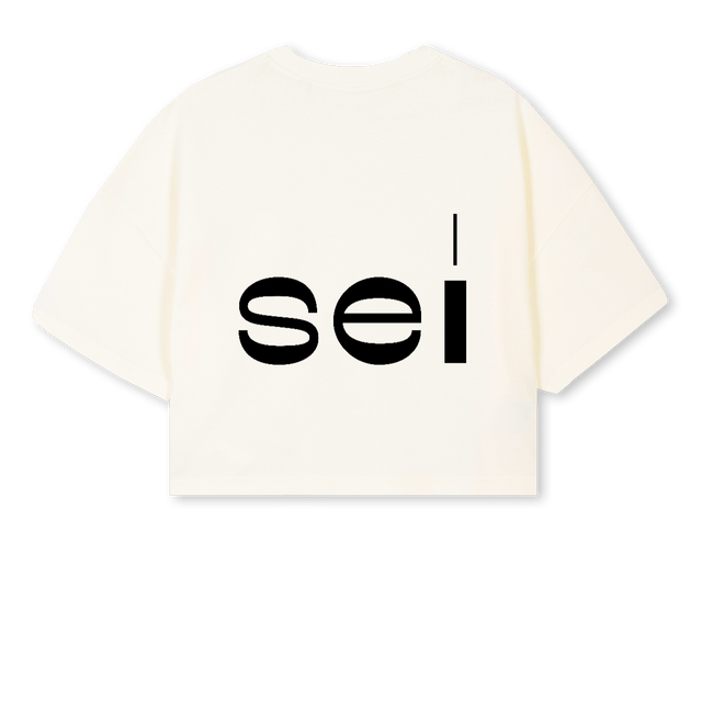 KIANI CROPPED T SEI Cream Cropped Oversized Tee.