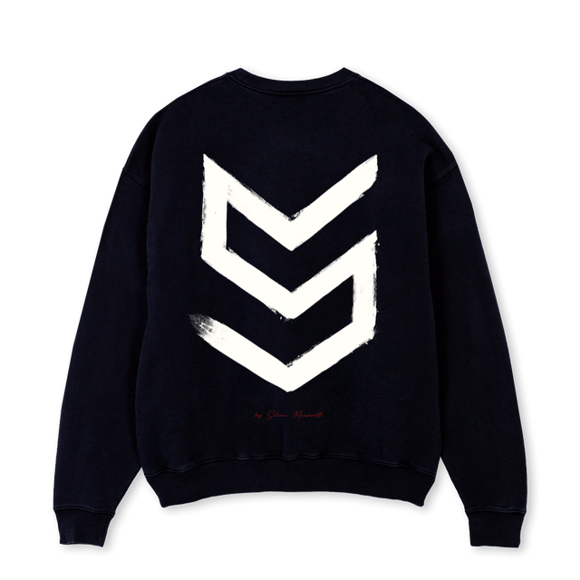 VISIONS ARTII Black Oversized Crewneck Sweater.