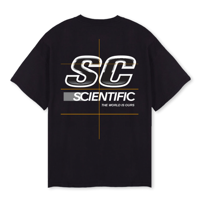 SCIENTIFIC TEST Black Oversized Tee.