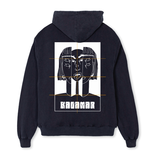 KALAONE Vintage Black Oversized Hoodie.
