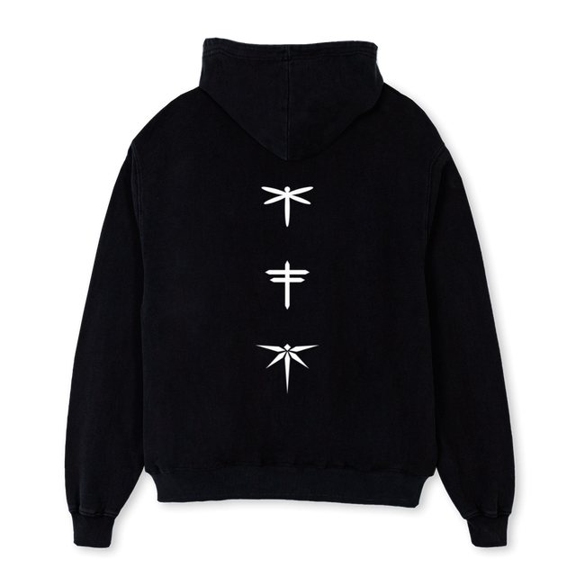 REAR BANNER HOODIE Black Oversized Hoodie.
