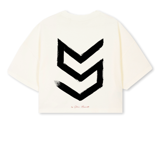 VISIONS ART F Cream Cropped Oversized Tee.