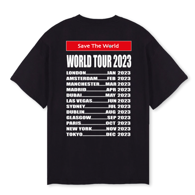 WORLD TOUR Black Oversized Tee.