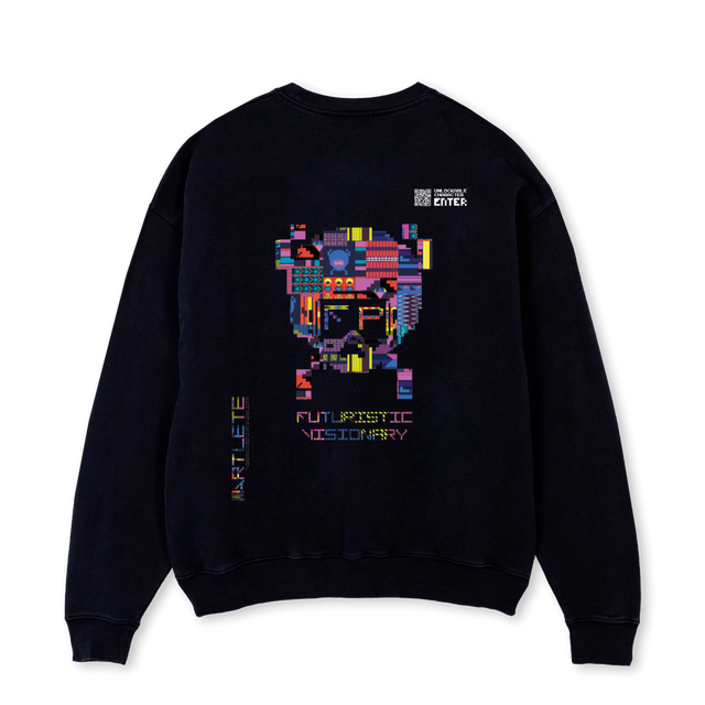 DIGITAL TRIBE Black Oversized Crewneck Sweater.