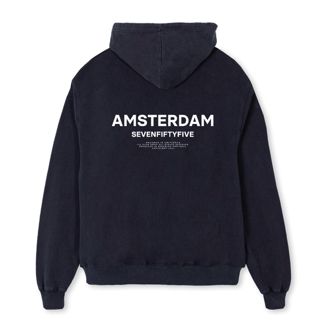 BACK TEXT Vintage Black Oversized Hoodie.
