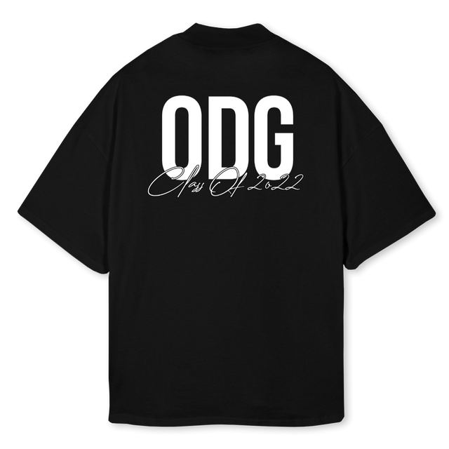 ODGSAMPLE Black Oversized Mock Neck Tee.