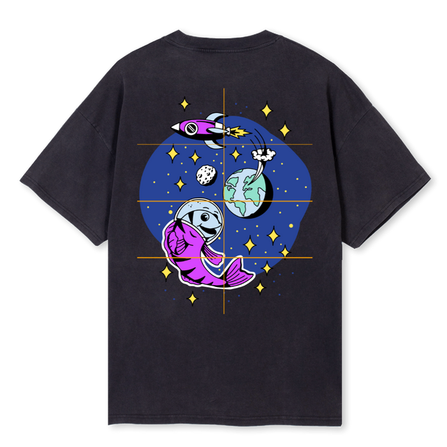 JCSPACE Vintage Black Oversized Tee.