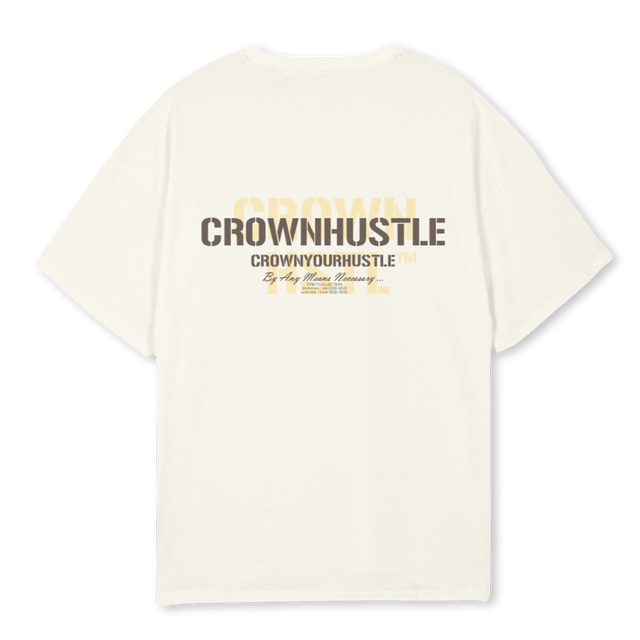 CROWN ESSENTIAL Cream Oversized Tee.
