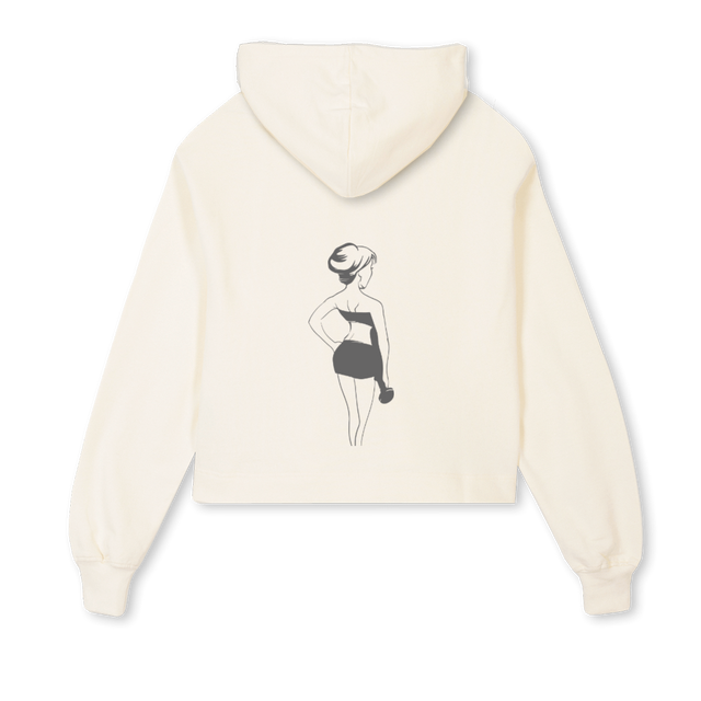 ILK BASKI KADIN Cream Cropped Hoodie.