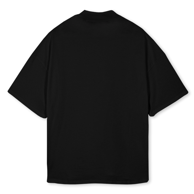 CHROMA LIME SIMPLE Black Oversized Mock Neck Tee.