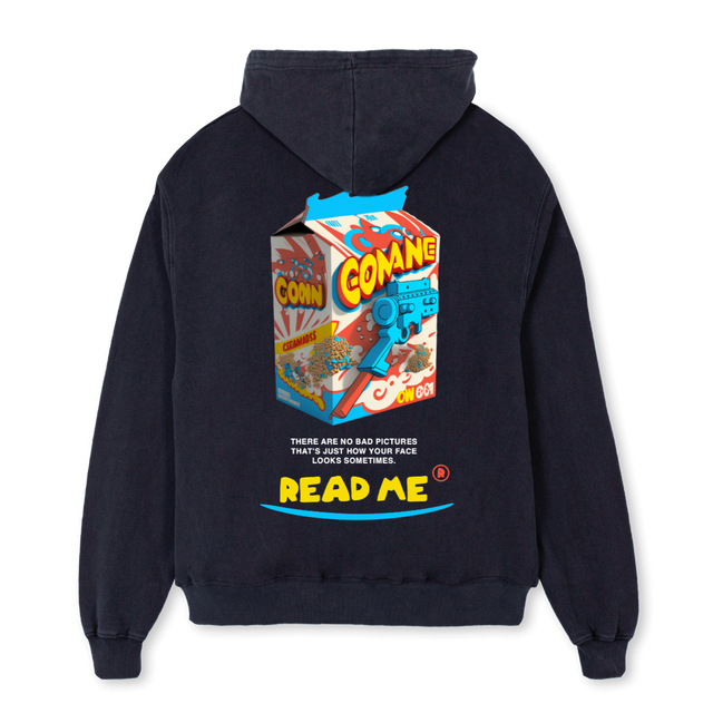 FUDGETWO Vintage Black Oversized Hoodie.