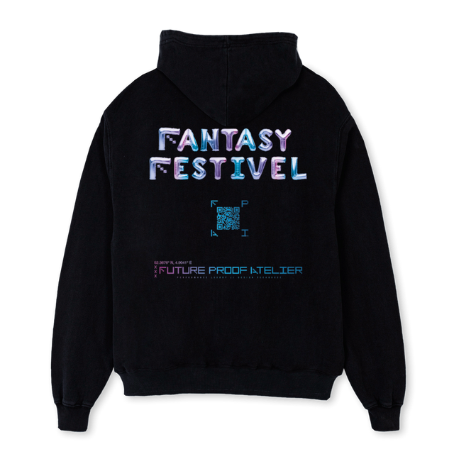 TRIP FANTASY Black Oversized Hoodie.