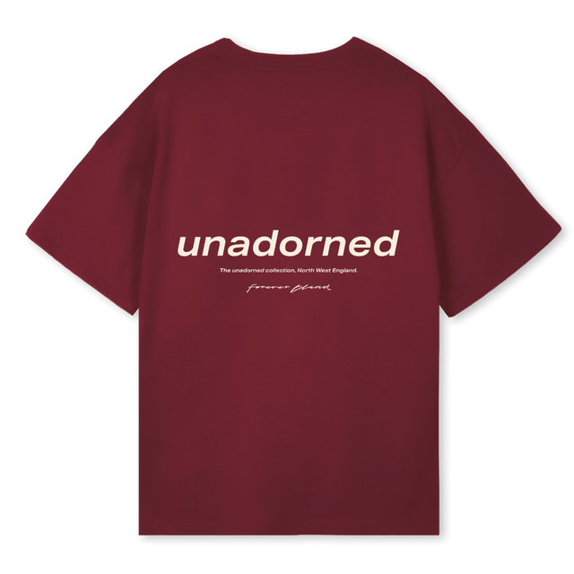 UNADORNED T SHIRT Burgundy Oversized Tee.