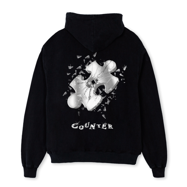 SHATTERD SHOT Black Oversized Hoodie.