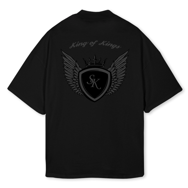KING OF KINGS TE Black Oversized Mock Neck Tee.