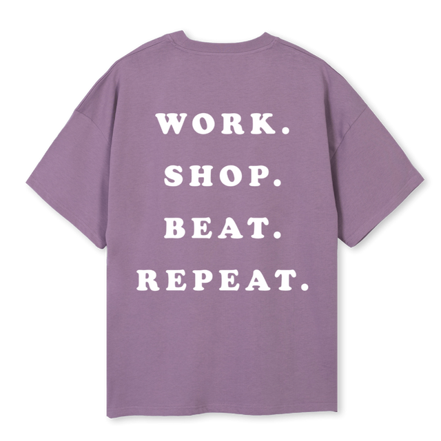 BEAT REPEAT Purple Oversized Tee.
