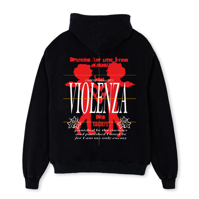 VIOLENZA Black Oversized Hoodie.