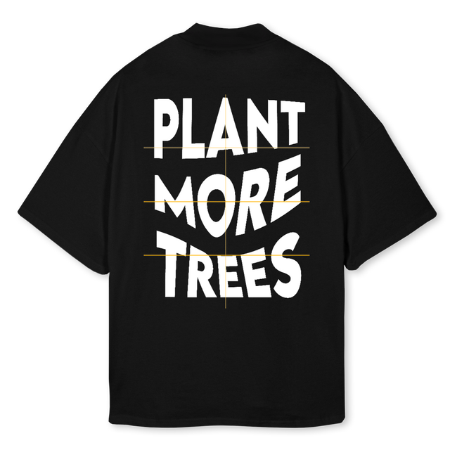PLANT MORE TREES Black Oversized Mock Neck Tee.