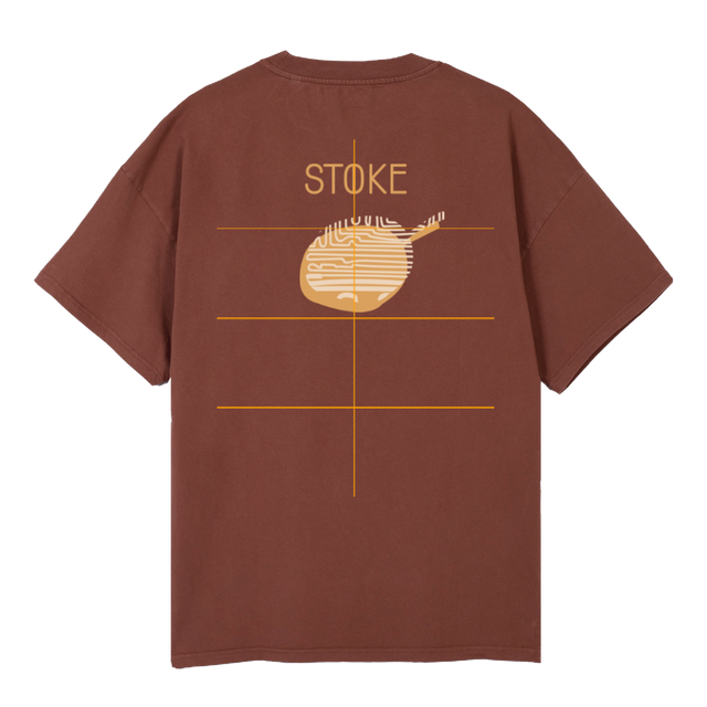 STOKSERVERPANTEE Vintage brown Oversized Tee.